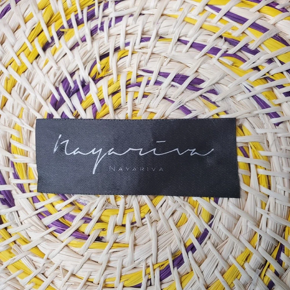 Nayariva African Hand Woven Rope Coil‎ Basket Yellow And Purple Accents Bowl